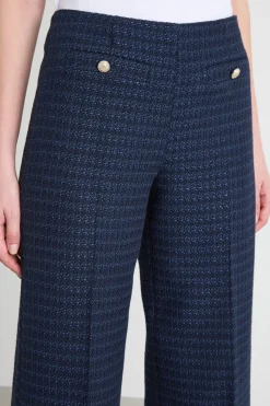 Pantalone palazzo in stuoia - Blu