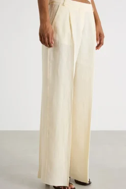 Pantalone palazzo in tela - Avorio
