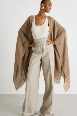 Pantalone palazzo in tela - Beige