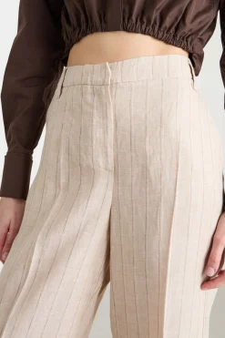 Pantalone palazzo in tela - Beige