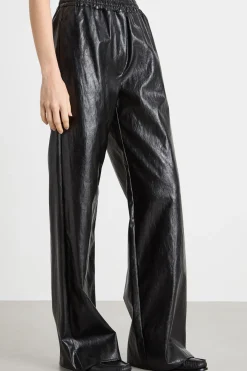 Pantalone palazzo in tessuto spalmato - Nero