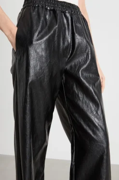 Pantalone palazzo in tessuto spalmato - Nero