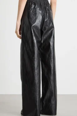 Pantalone palazzo in tessuto spalmato - Nero