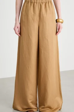 Pantalone palazzo in twill - Cammello