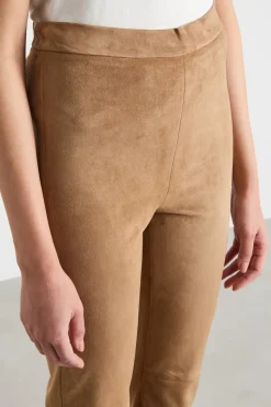Pantalone skinny con tagli e impunture - Cammello