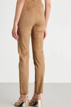 Pantalone skinny con tagli e impunture - Cammello