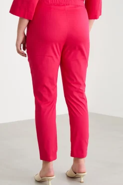 Pantalone skinny in popeline - Fuxia