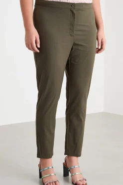 Pantalone skinny in popeline - Verde