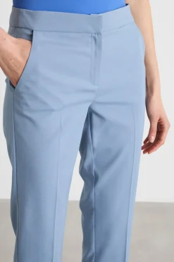 Pantalone slim in faille stretch - Azzurro