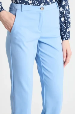 Pantalone slim in tessuto doppio - Azzurro