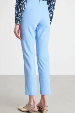 Pantalone slim in tessuto doppio - Azzurro