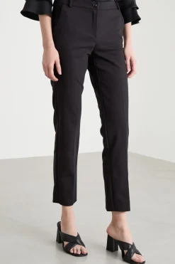 Pantalone slim in tessuto doppio - Nero