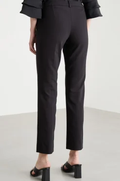 Pantalone slim in tessuto doppio - Nero