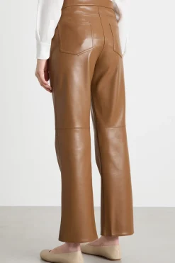 Pantalone slim in tessuto spalmato - Cammello