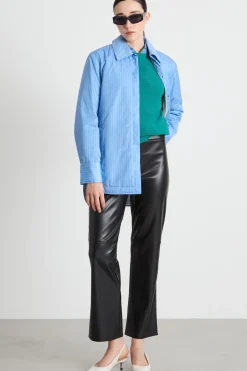 Pantalone slim in tessuto spalmato - Nero