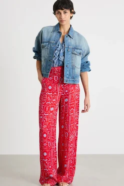 Pantalone stampato - Rosso Azzurro