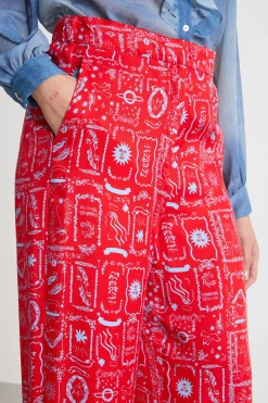 Pantalone stampato - Rosso Azzurro