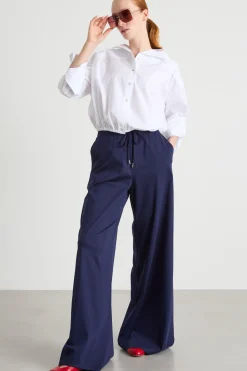Pantalone stile joggers in jersey - Blu