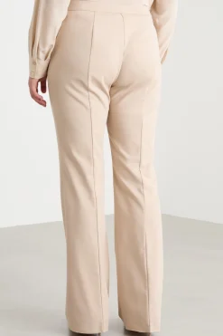 Pantalone stretch con nervatura - Beige