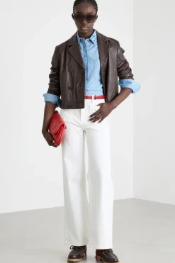 Pantalone stretch con tasche applicate - Bianco