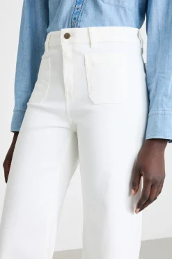 Pantalone stretch con tasche applicate - Bianco