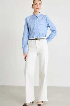 Pantalone stretch con tasche applicate - Bianco