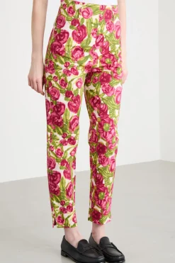 Pantalone stretch stampato - Rosa