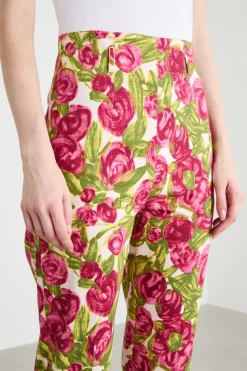 Pantalone stretch stampato - Rosa