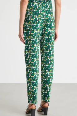 Pantalone stretch stampato - Verde