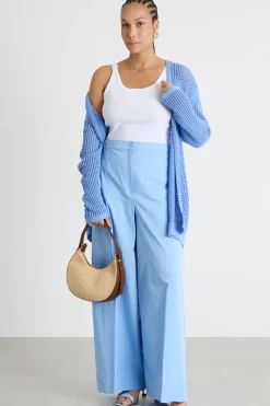 Pantalone svasato in gabardina - Azzurro