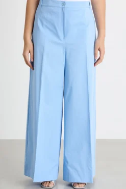 Pantalone svasato in gabardina - Azzurro