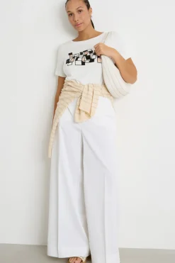 Pantalone svasato in gabardina - Bianco