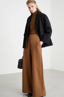 Pantalone svasato in jersey tecnico - Marrone
