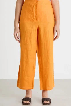 Pantalone traforato in tela - Giallo