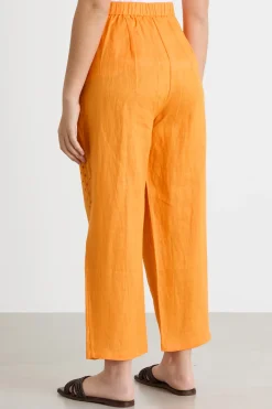 Pantalone traforato in tela - Giallo