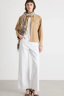 Pantalone wide leg in drill - Bianco