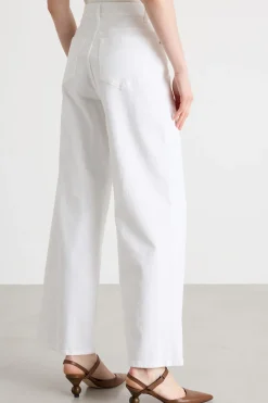 Pantalone wide leg in drill - Bianco
