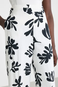 Pantalone wide leg in stuoia - Bianco Nero
