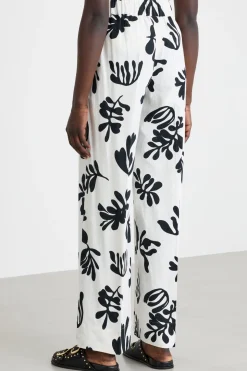 Pantalone wide leg in stuoia - Bianco Nero