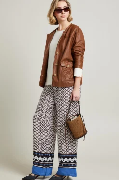 Pantaloni ampi - Bianco Marrone
