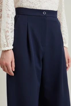 Pantaloni ampi in gabardina - Blu Notte