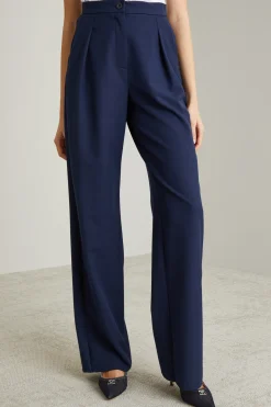 Pantaloni ampi in gabardina - Blu Notte