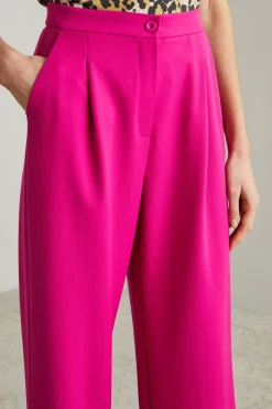Pantaloni ampi in gabardina - Fuxia
