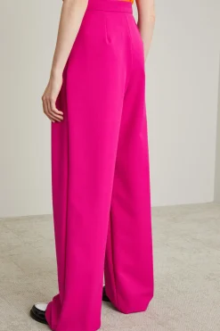 Pantaloni ampi in gabardina - Fuxia