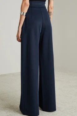 Pantaloni ampi in jersey compatto - Blu Notte