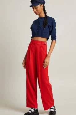 Pantaloni ampi in twill - Rosso