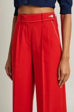Pantaloni ampi in twill - Rosso