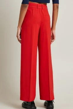 Pantaloni ampi in twill - Rosso