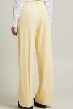 Pantaloni a palazzo con piega - Giallo