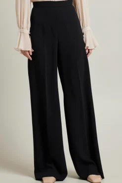 Pantaloni a palazzo con piega - Nero